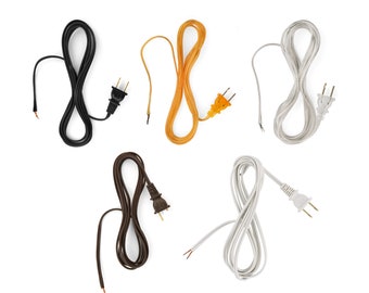 Lamp Electrical Cord with Plug - 5 Colour Options + 2 Sizes Available - Lamp Cord is Perfect for Making New Lamps & Repairing Broken Lamps