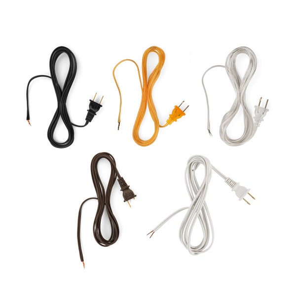 Lamp Electrical Cord with Plug - 5 Colour Options + 2 Sizes Available - Lamp Cord is Perfect for Making New Lamps & Repairing Broken Lamps