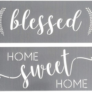 Blessed Stencil and Home Sweet Home Stencil Modern Word Stencils for Making a DIY Sign DIY Wall Decor Set of 2 Reusable Sign Stencils image 9