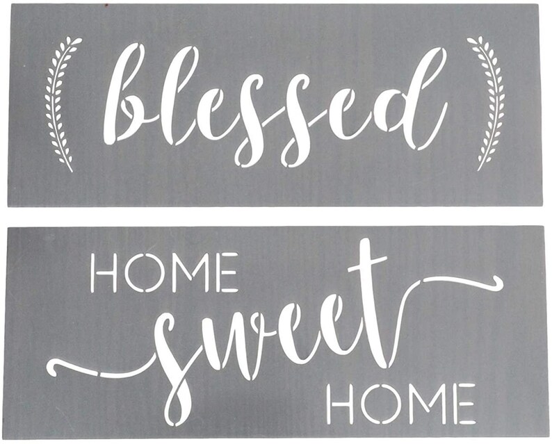 Blessed Stencil and Home Sweet Home Stencil Modern Word Stencils for Making a DIY Sign DIY Wall Decor Set of 2 Reusable Sign Stencils image 9