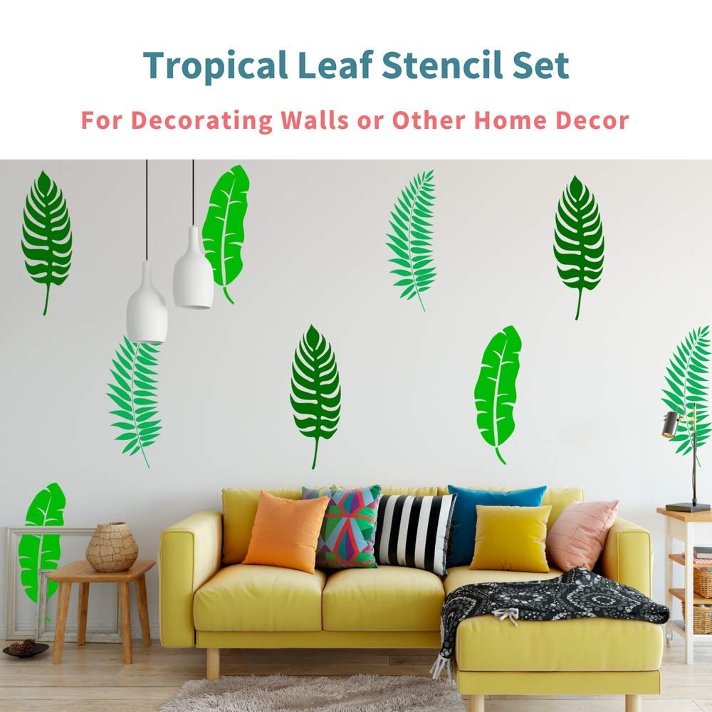 Leaf Stencil Set Pack of 3 Unique Leaf Wall Stencil Designs Etsy