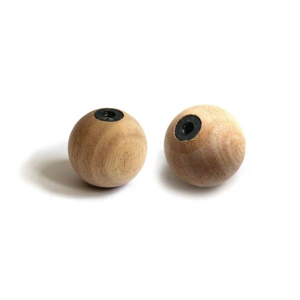 2 Pack Pine Wood Ball-Shaped Lamp Finial for DIY, Custom Lampshades - Screws Onto US Fitter, Harp Lampshades