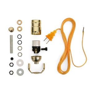 Easy-to-Use Electric Lamp Wiring Kit Rewire a New lamp, Rewire an Old, Broken Lamp 4 Colors Includes Socket, Cord, Rubber & Knurl Brass/Gold