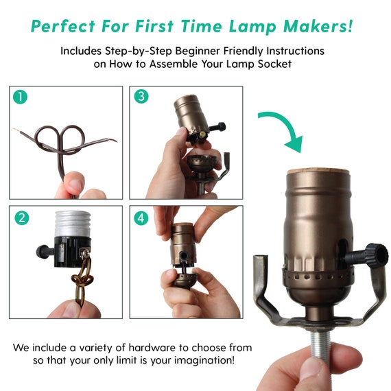 DIY Lamp Wiring Kit (Silver Socket & Silver Cord) - Makely
