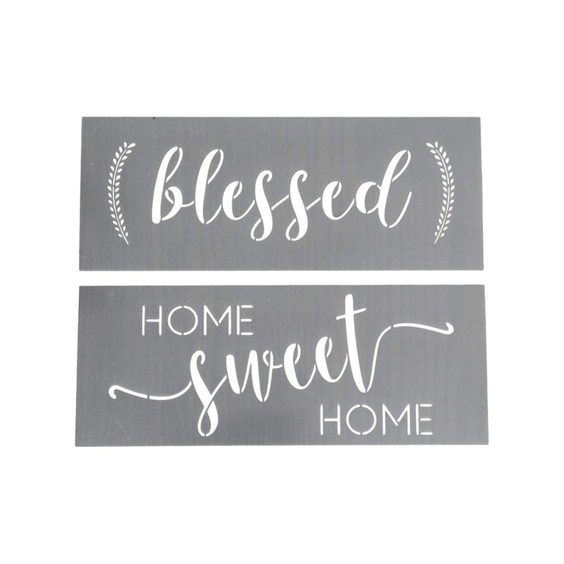 Blessed Stencil and Home Sweet Home Stencil Modern Word Stencils for Making a DIY Sign DIY Wall Decor Set of 2 Reusable Sign Stencils image 1