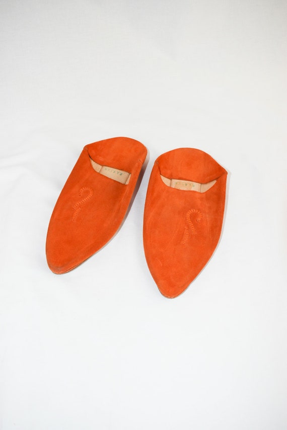 Orange suede mules sale
