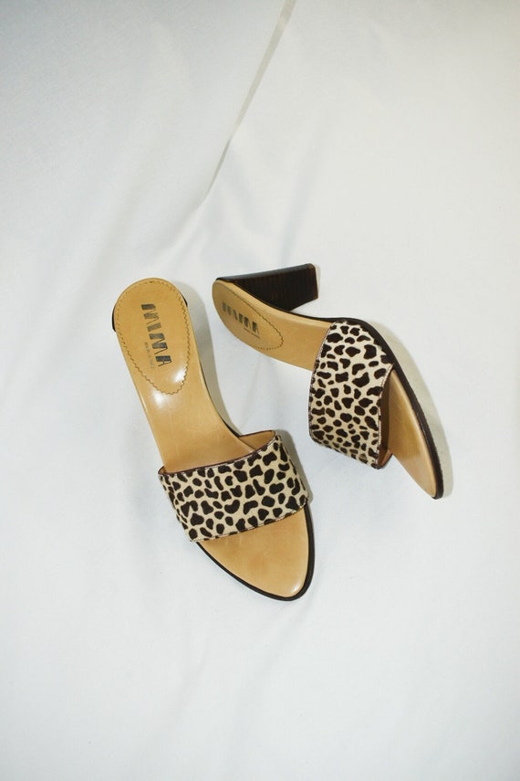 Vintage Leopard Pony Hair Sandals / EU 37, 6.5