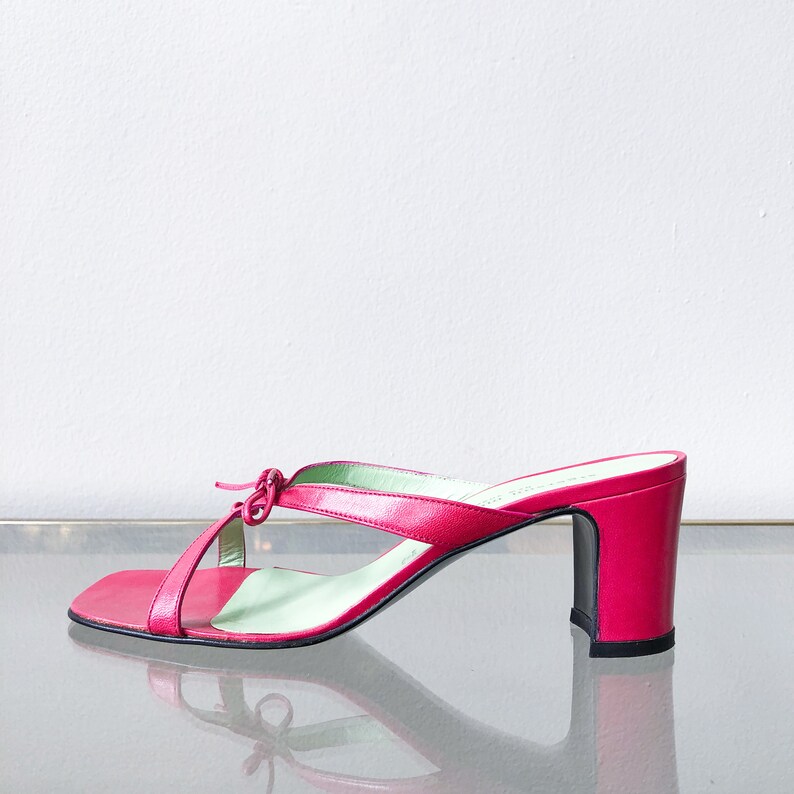 90/'s Pink Lace Up Slide Sandal Size 7