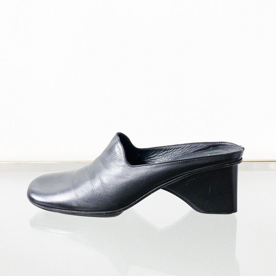 90's Via Spiga Black Mules / Block Heel / Size 7.5