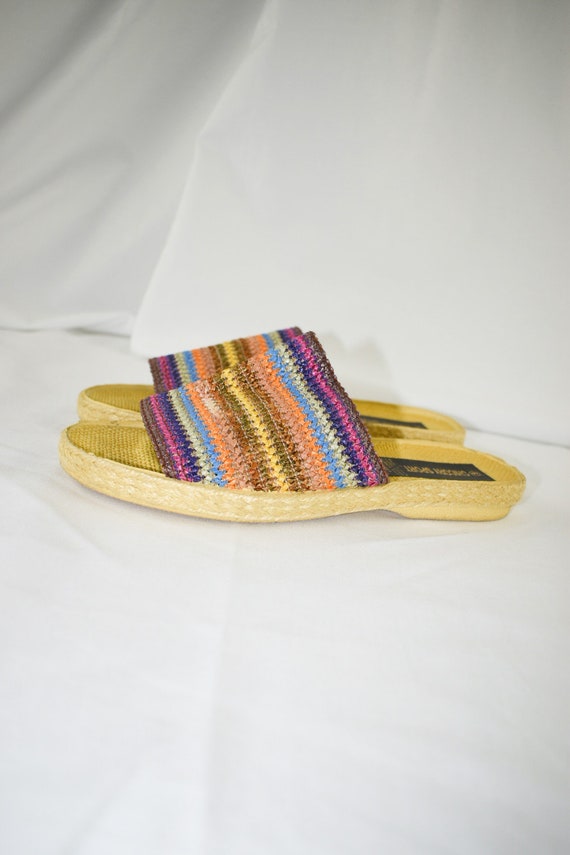 80's Espadrille Woven Slide Sandals / Size 6