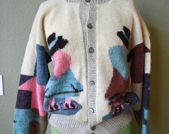 Vintage Peruvian Alpaca Wool Cardigan Size S/M