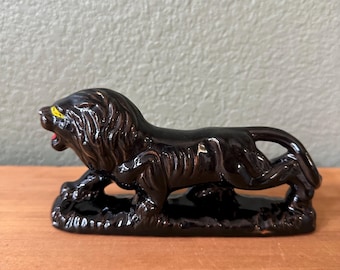 Vintage MCM Japanese Redware Ceramic Lion Figure