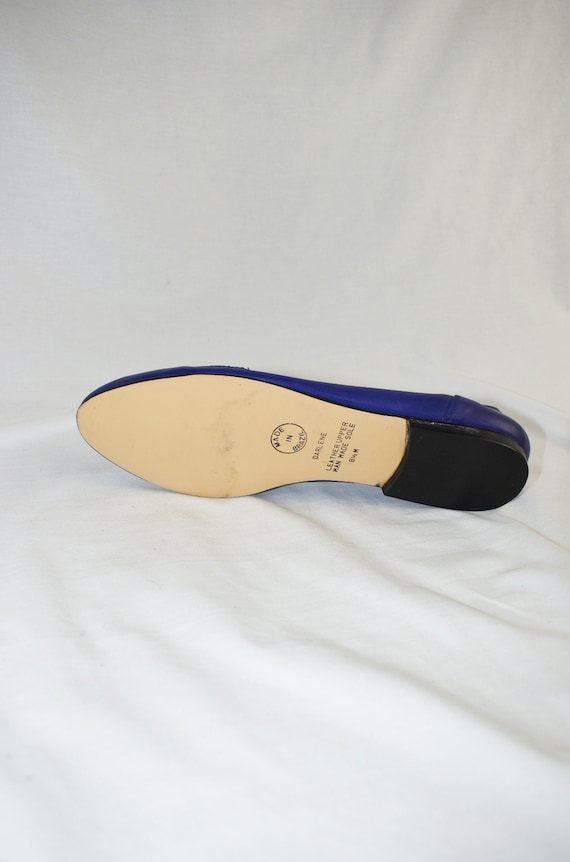 80's Blue Purple Leather Loafers / Size 8 - image 7