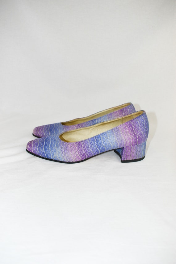 90's Purple Pink Striped Pumps / Heels / Size 7.5 - image 3