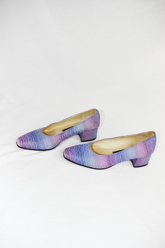 90's Purple Pink Striped Pumps / Heels / Size 7.5 - image 1