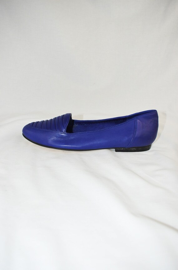 80's Blue Purple Leather Loafers / Size 8 - image 6