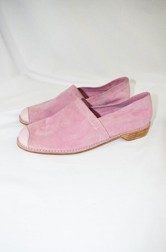 90's Donald Pliner Pink Suede Flats Loafers / Size