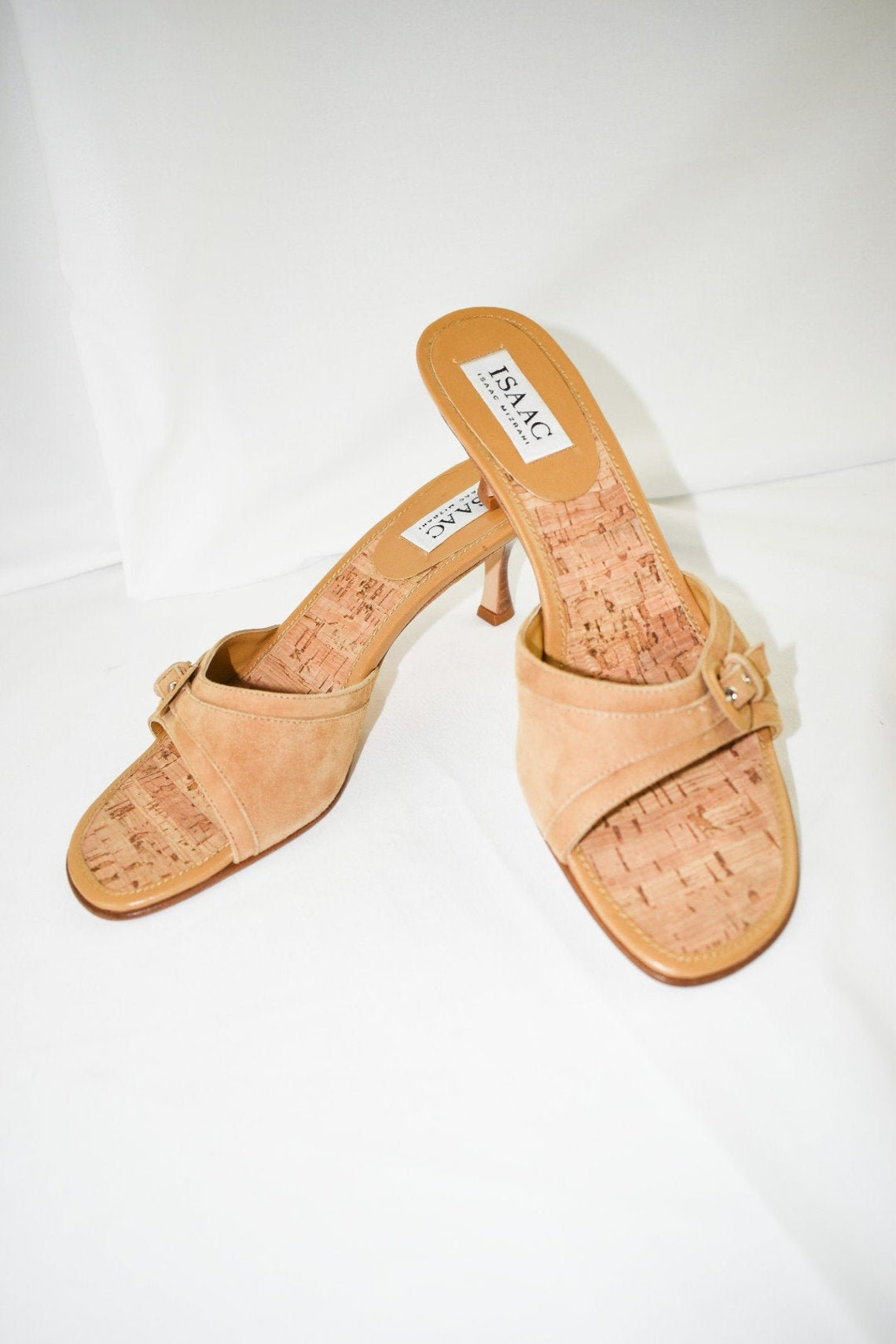 Y2K Tan Suede Slide Sandals Heels / Size 9 | Etsy