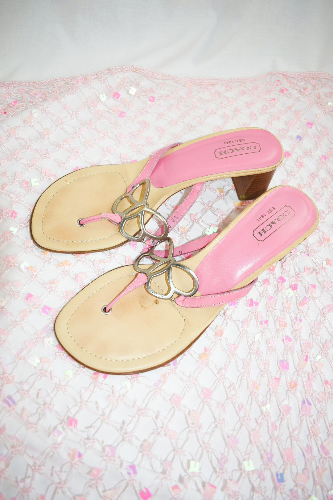 Y2K Coach Pink Butterfly Thong Sandals / Block Heels / Size 10 - Etsy UK