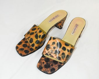 Y2K Leopard Lenticular Square Toe Sandals / Size 10