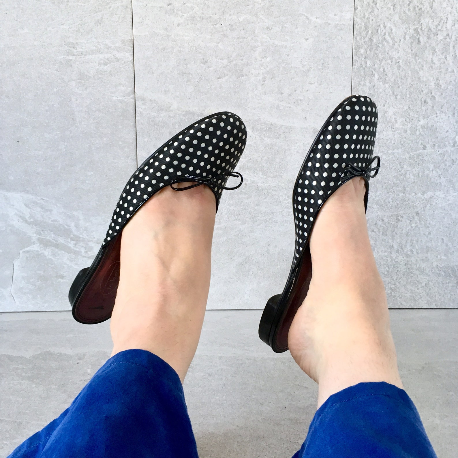90's polka dot mule / vintage slip on flat / ballet flat / size 8.5m