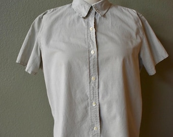 Vintage 90s Abercrombie and Fitch Green Gingham Blouse M/L