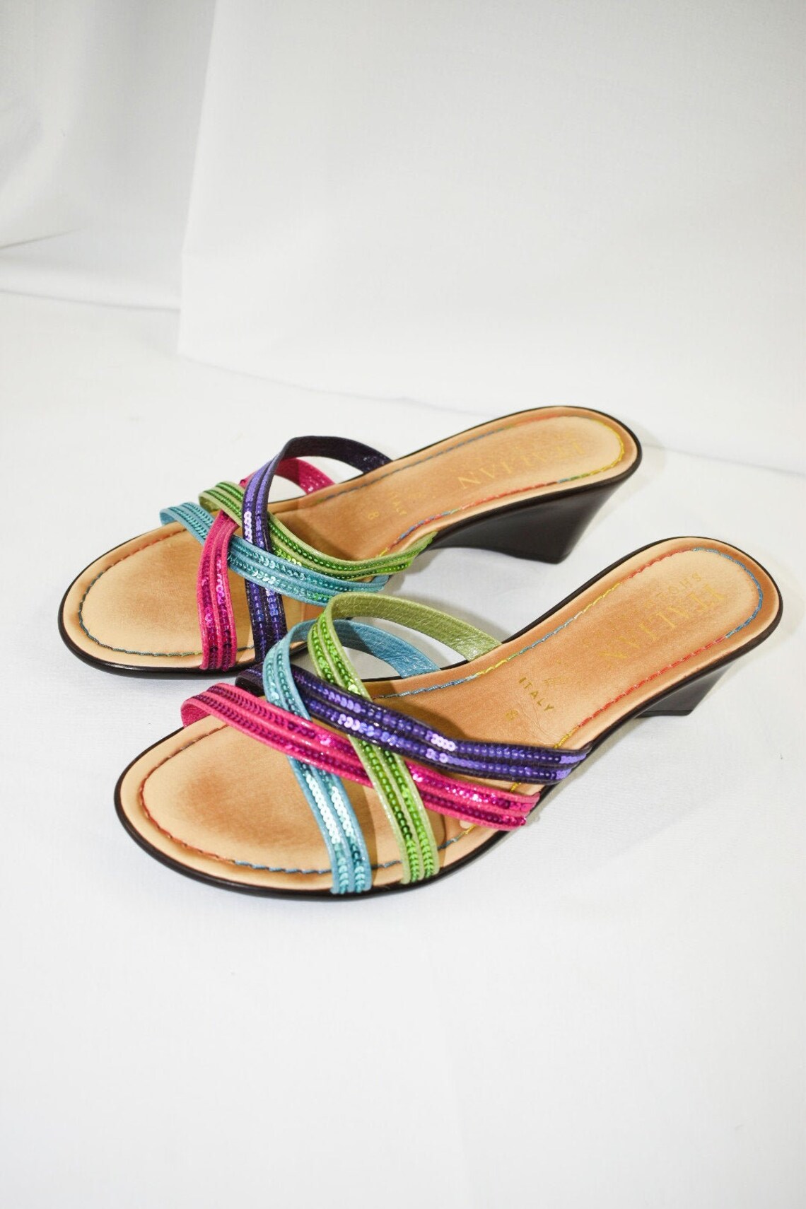 rainbow sequin heels