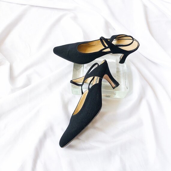 90's Black Slingback Mary Jane Mules / Heels / Siz