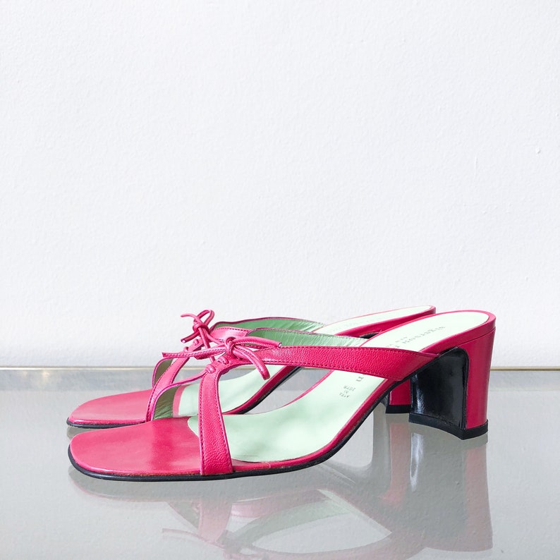 90/'s Pink Lace Up Slide Sandal Size 7