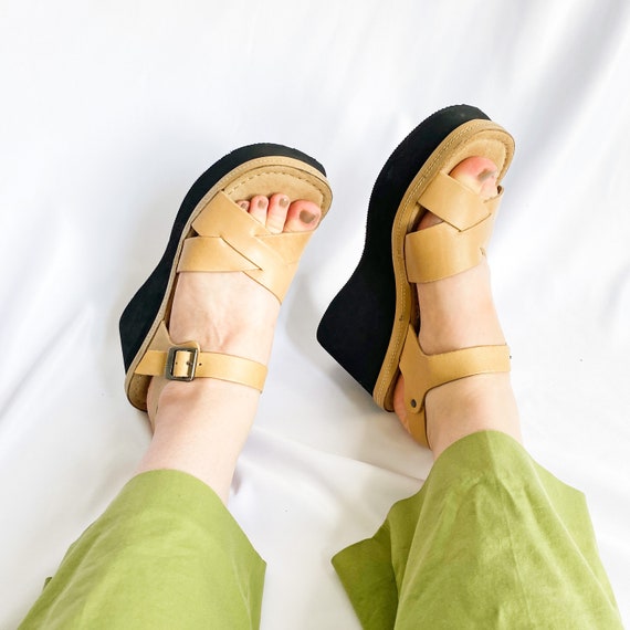 90's Mary Jane Platform Wedge Chunky Sandals / Siz