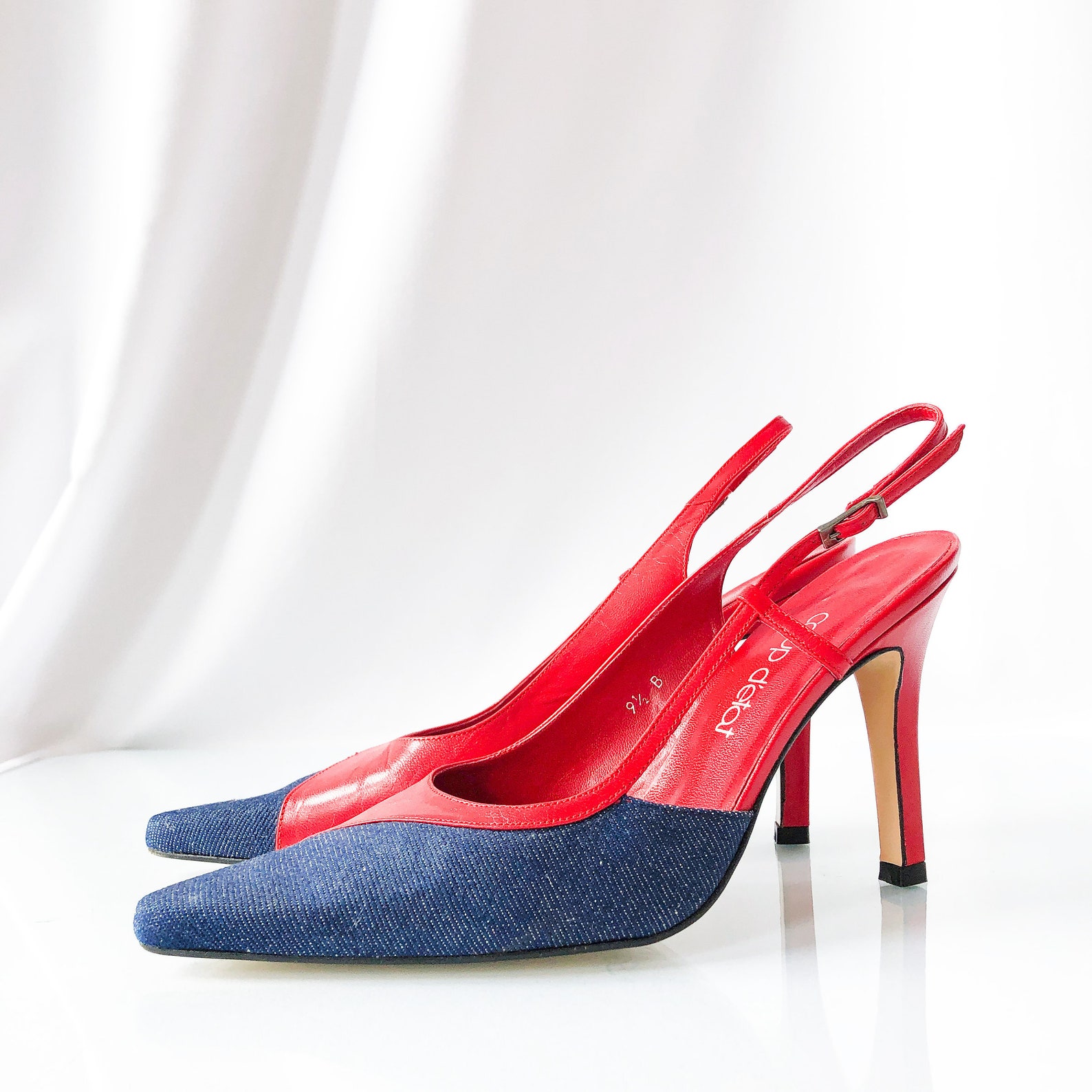 denim slingback shoes