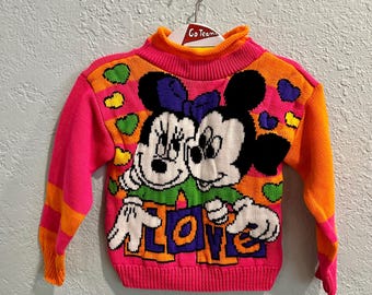Vintage 80s Minnie and Mickey Sweater 4/5T
