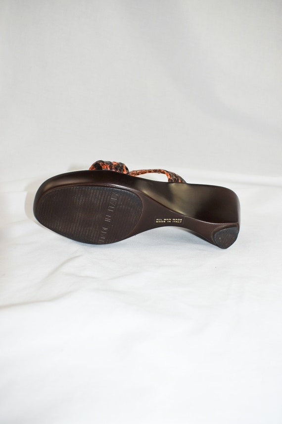 Y2K Orange Snakeskin Strappy Wedge Sandals / Size… - image 8