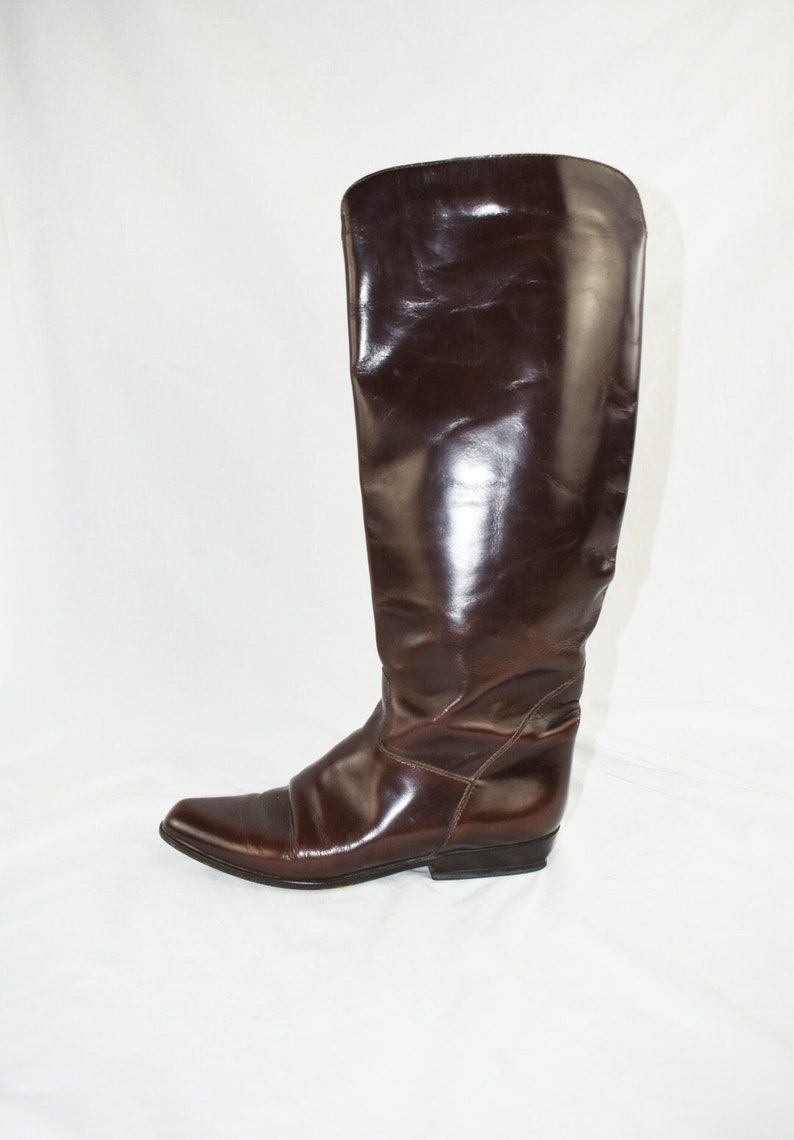 Vintage Brown Leather Riding Boots / Tall Boots / Size 8 Etsy