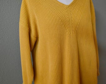 Vintage Gap Yellow Cotton Knit Sweater Large