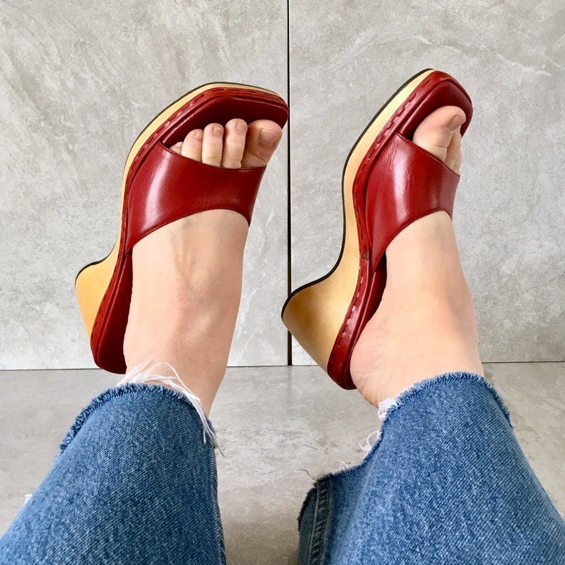 cute red wedge sandals