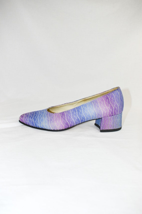 90's Purple Pink Striped Pumps / Heels / Size 7.5 - image 2