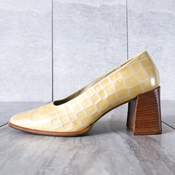 yellow croc heels