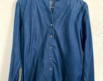 Vintage Orvis Dark Blue Denim Button Down Large