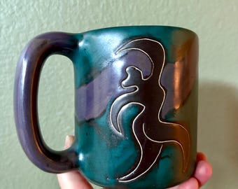 Vintage Ceramic Studio Pottery Mug Feminine Figure