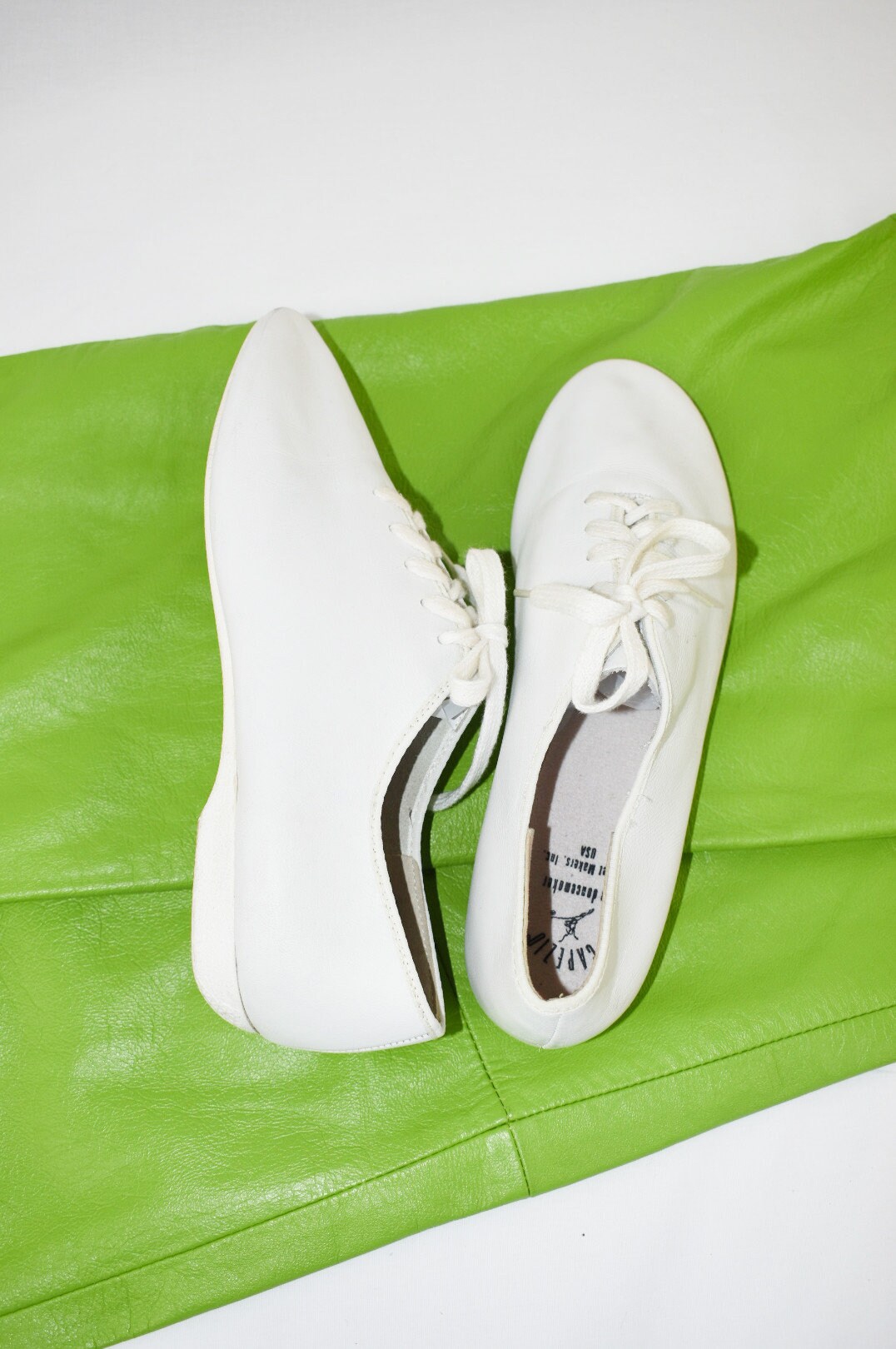 80s Capezio White Leather Lace up Jazz Shoes / Oxfords / Size 7.5
