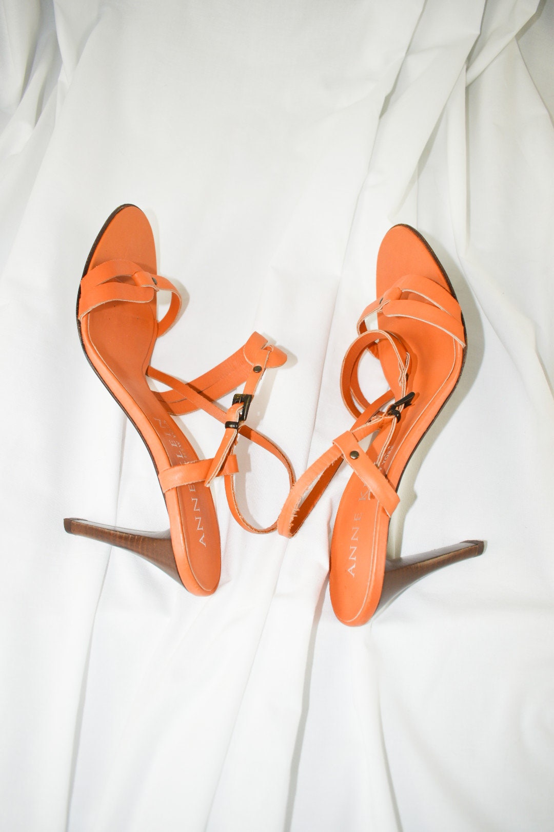 Womens Orange schuh Stella Strappy Block High Heels | schuh