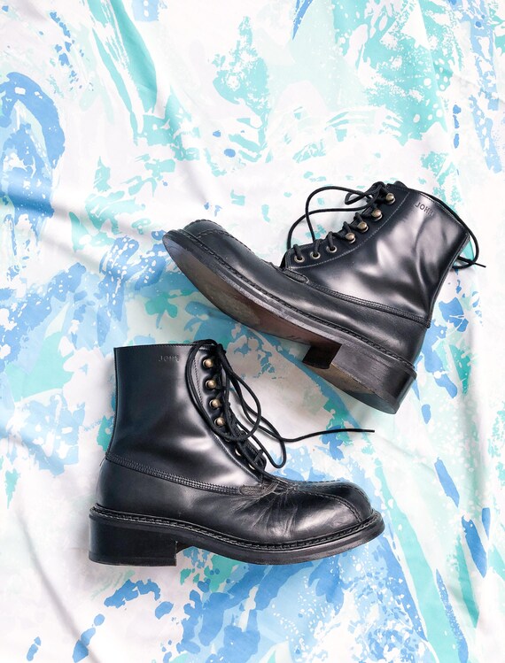 mens black lace up combat boots