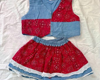 Vintage Western Cowgirl Denim 2 peice set 2-3T