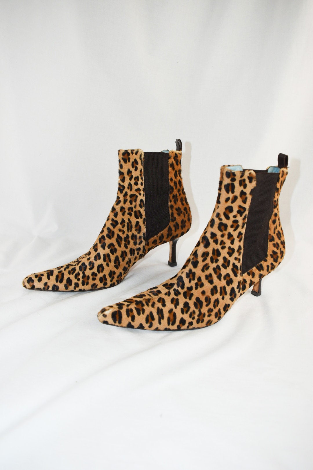 Y2K Leopard Hair Ankle Boots / 39 8.5 - Etsy