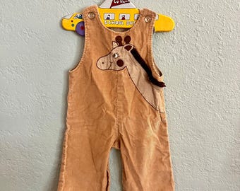 Vintage Handmade Giraffe Overalls 18-24 months