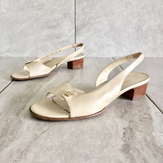 cream leather sandals