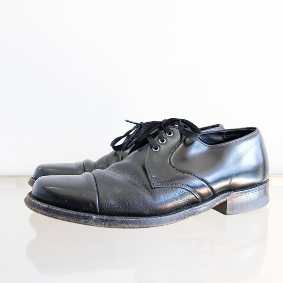 70's 80's Black Leather Lace Up Oxfords / Mens 7,
