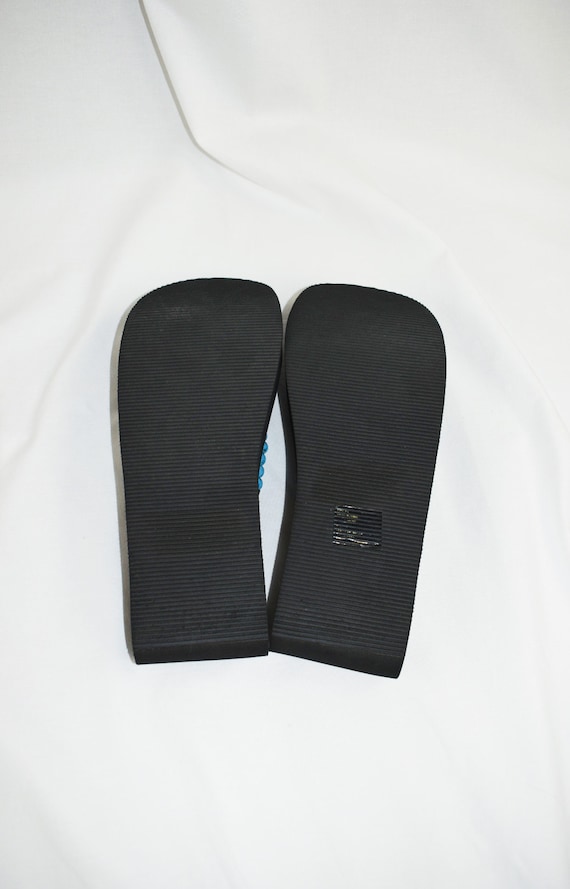 Y2K Blue Beaded Thong Platform Sandals / Size 9 - image 9