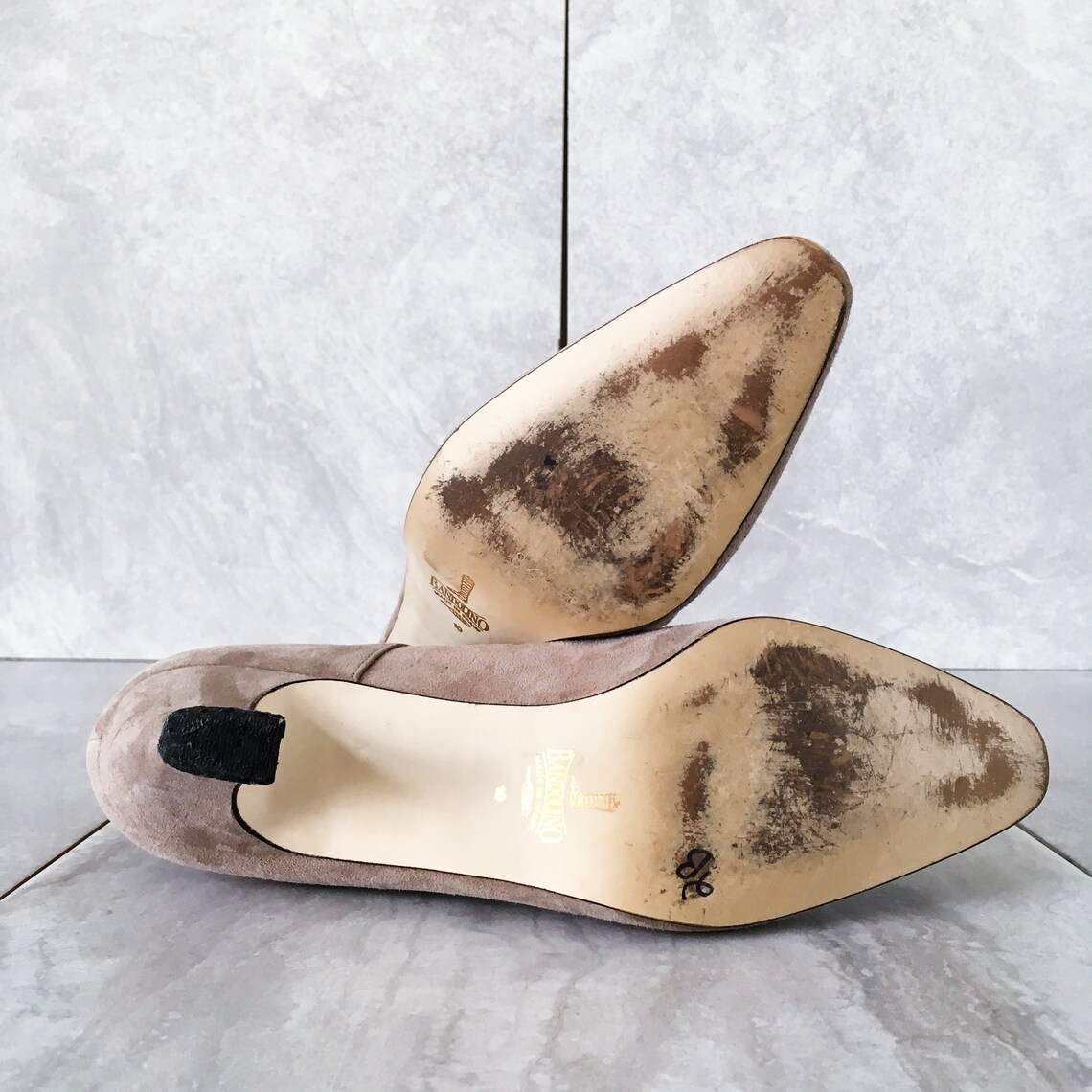 Beige leather mary janes